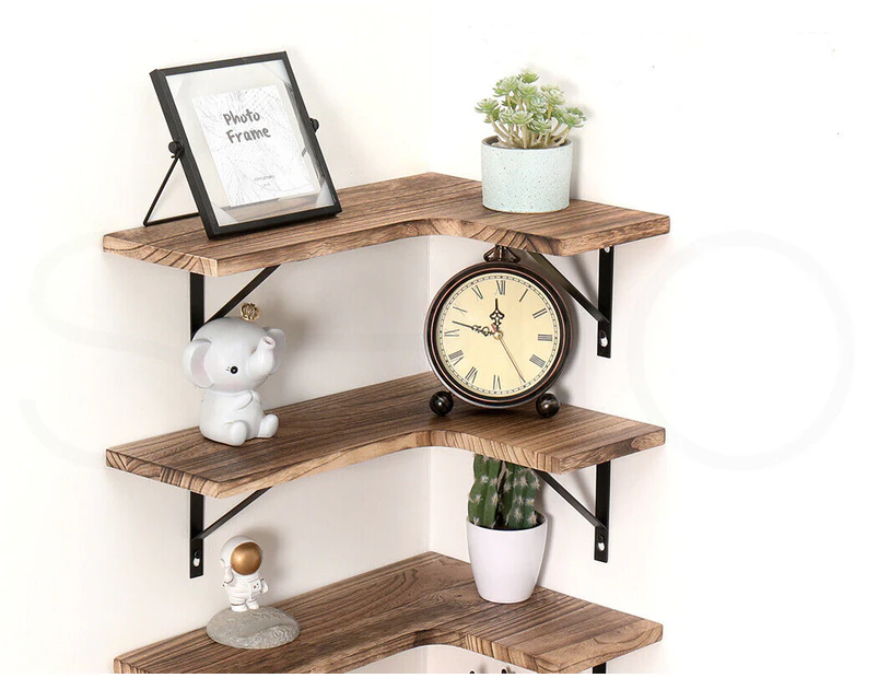 4 Pcs Floating Shelves Corner Shelf Wall Mounted Storage Wooden Display