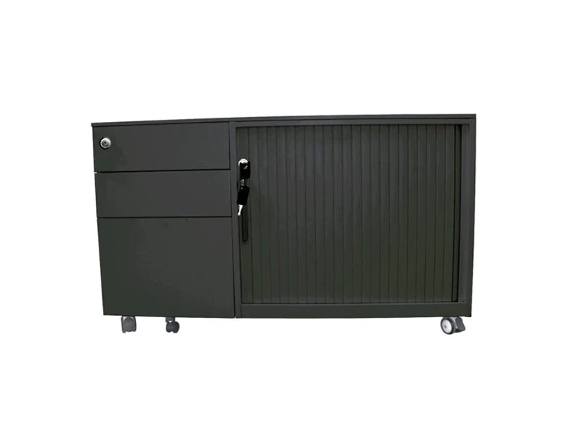 Fully Lockable Mobile Caddy Left Black - Flat Pack Delivery