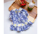 Dog Princess Dress Flower Printing Ruffled Hem Polyester Two-legged Pet Skirt for Party-Sky Blue L