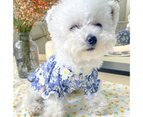 Dog Princess Dress Flower Printing Ruffled Hem Polyester Two-legged Pet Skirt for Party-Sky Blue L