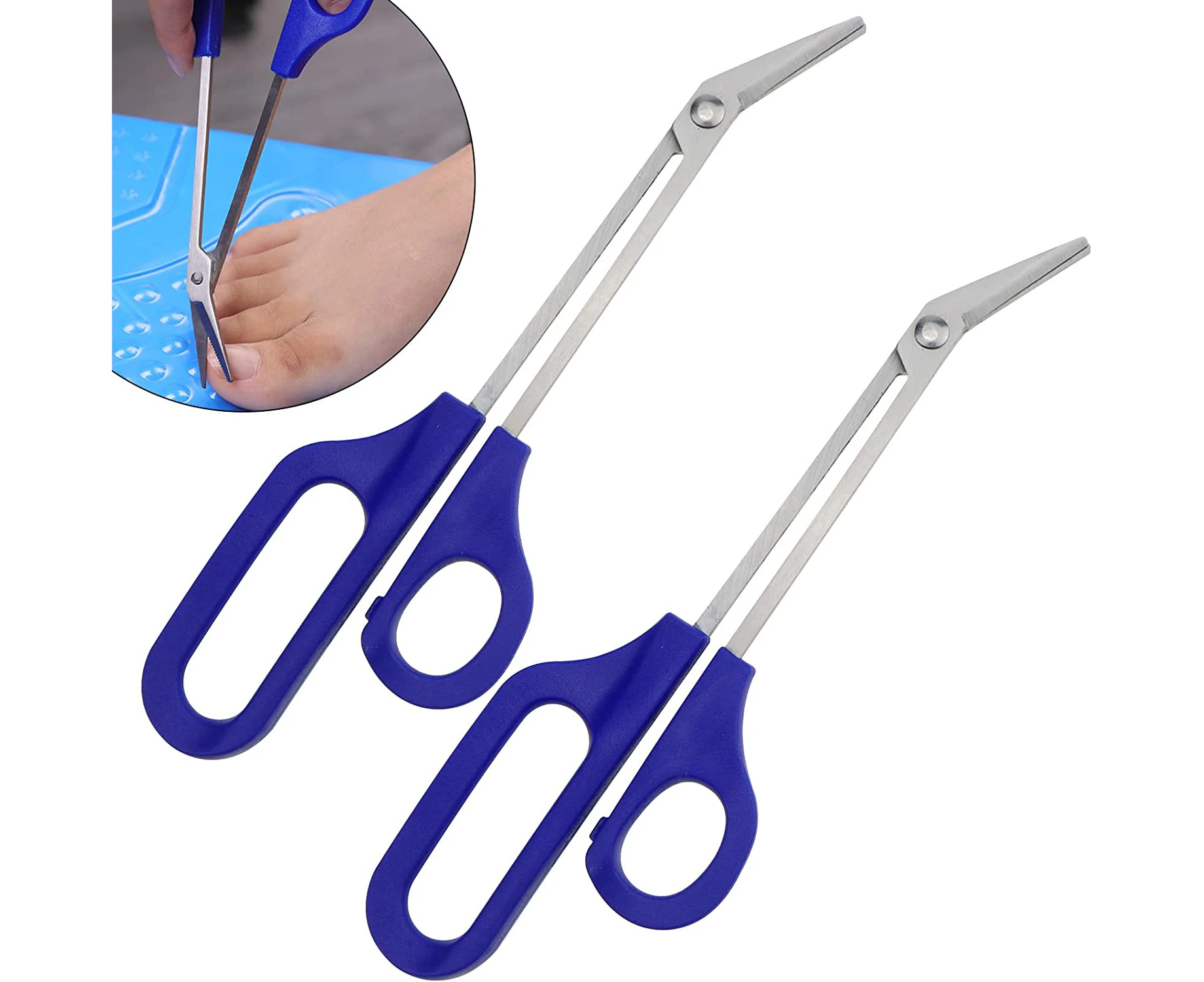 2 PACK Long Handle Toenail Clippers Scissors for Seniors,Toe Nail Cuticle Scissors Clippers Toenail Cutter