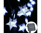 Solar Powered 5-Point LED Star String Lights Outdoor Decorative Lights - 100 LED- White