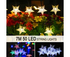 Solar Powered 5-Point LED Star String Lights Outdoor Decorative Lights - 100 LED- White
