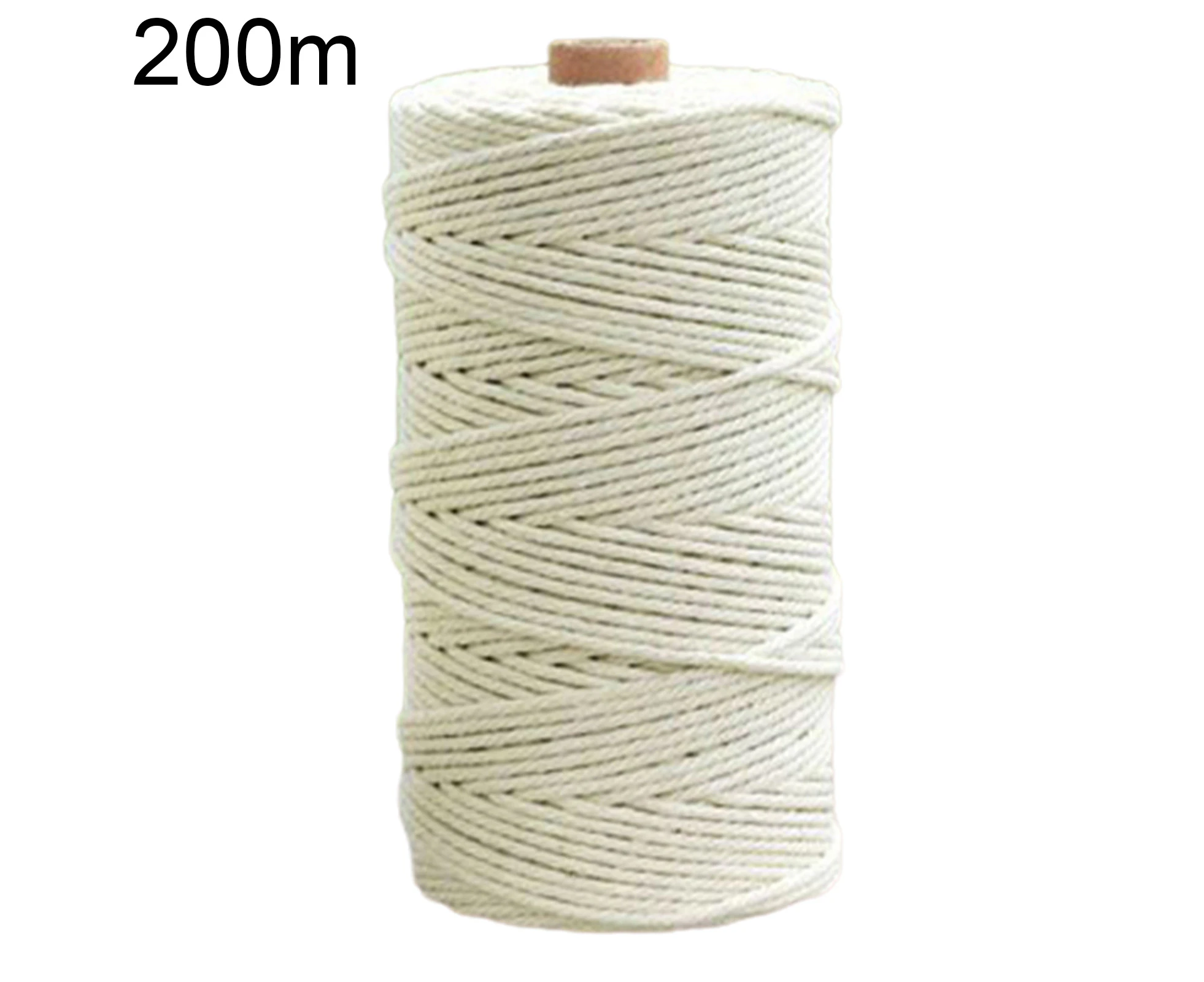 3mm 100m/200m DIY Hand-Woven Cotton Craft Macrame String Braided Tapestry Rope-Off White 200m#