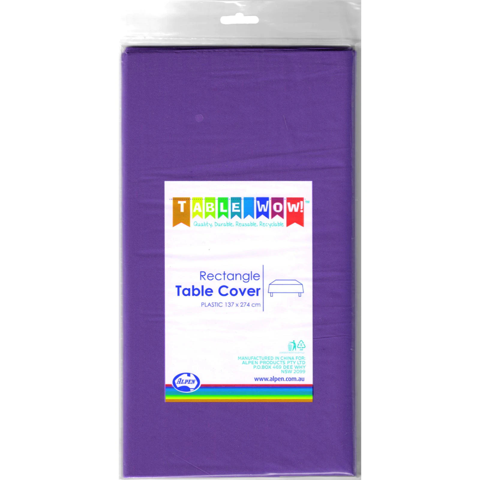 Purple Plastic Rectangular Tablecloth