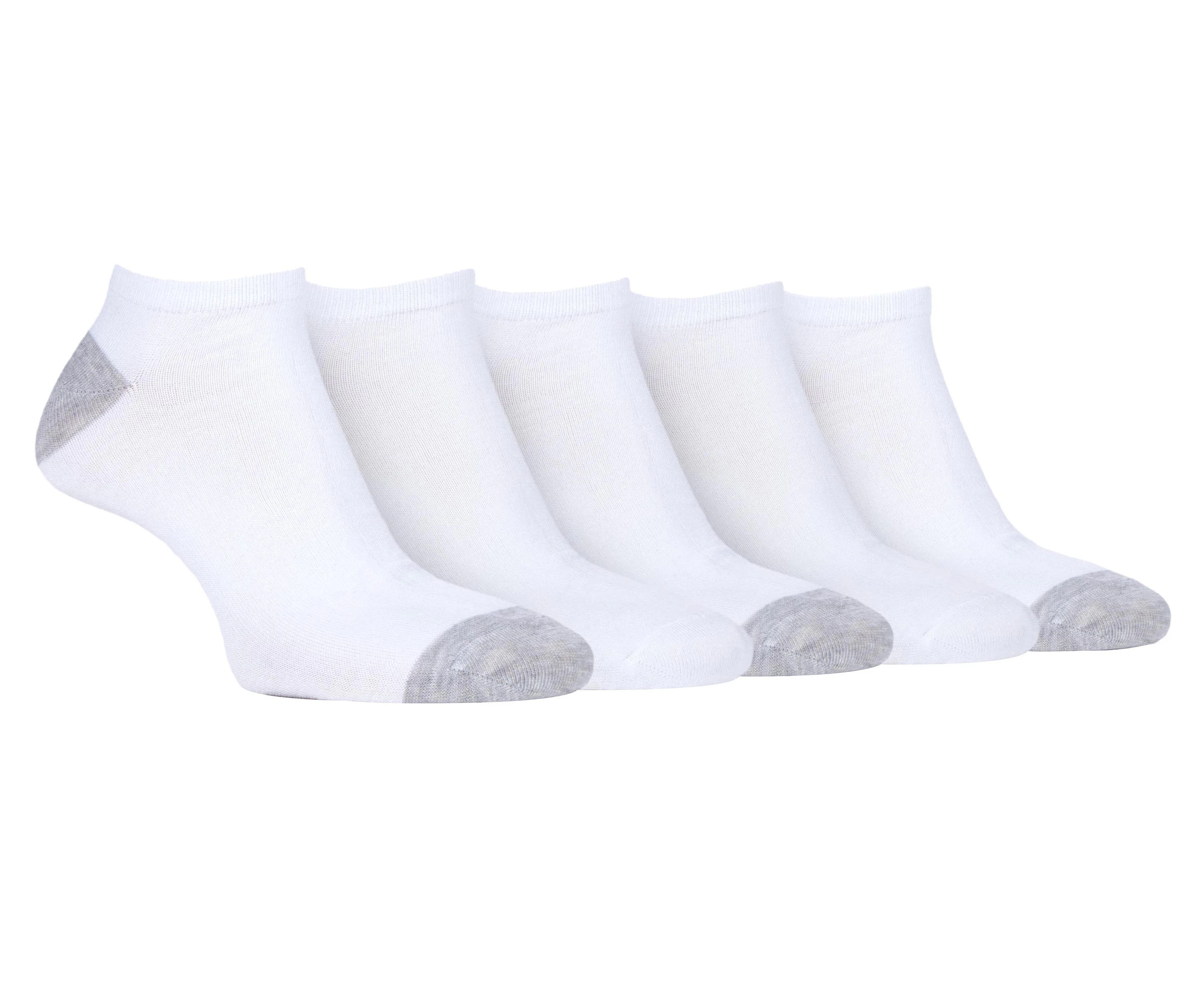 Farah - 5 Pairs Mens Thin Low Cut Striped Breathable Short Bamboo Trainer Ankle Socks - CS237WHT (Plain)