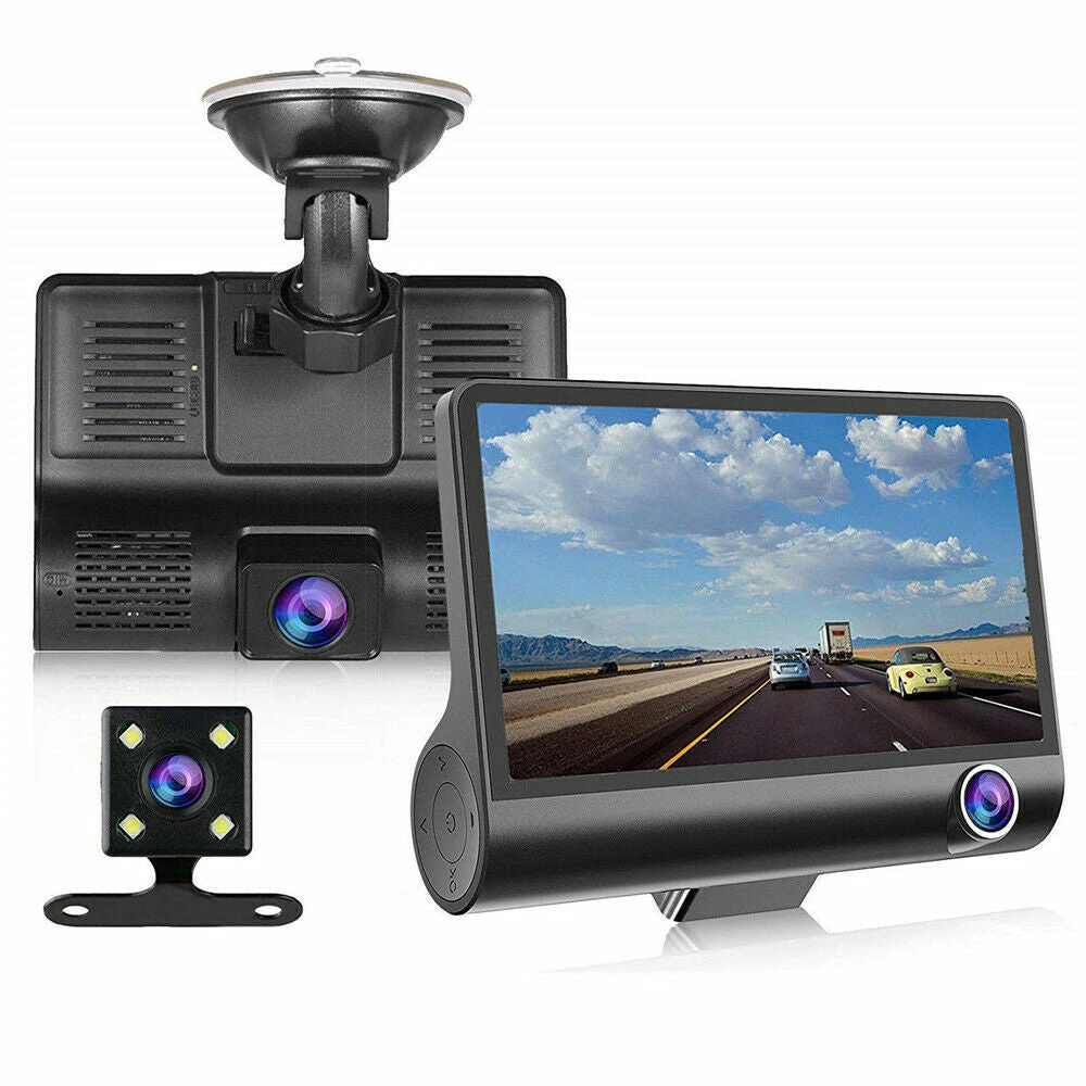 Full HD Front Rear & Interior Three Lens Car 32GB Dashboard Camera - Dash Camera- 32GB