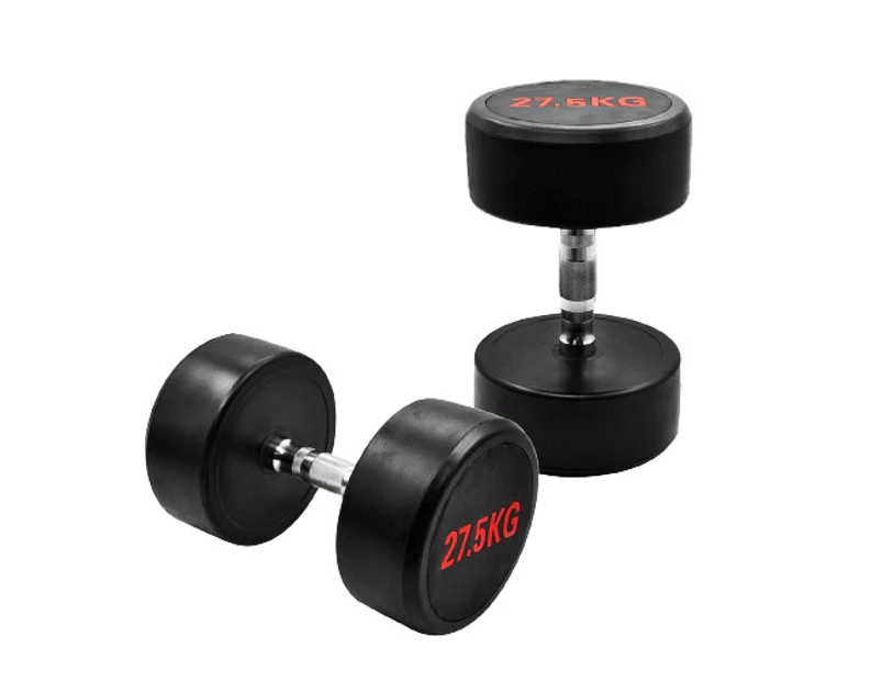 27.5kg x 2 Commercial Grade Rubber Coated Dumbbell Hand Weight - Rubber Dumbbell