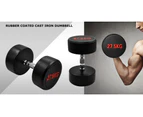 27.5kg x 2 Commercial Grade Rubber Coated Dumbbell Hand Weight - Rubber Dumbbell