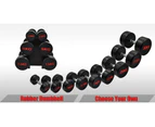 27.5kg x 2 Commercial Grade Rubber Coated Dumbbell Hand Weight - Rubber Dumbbell