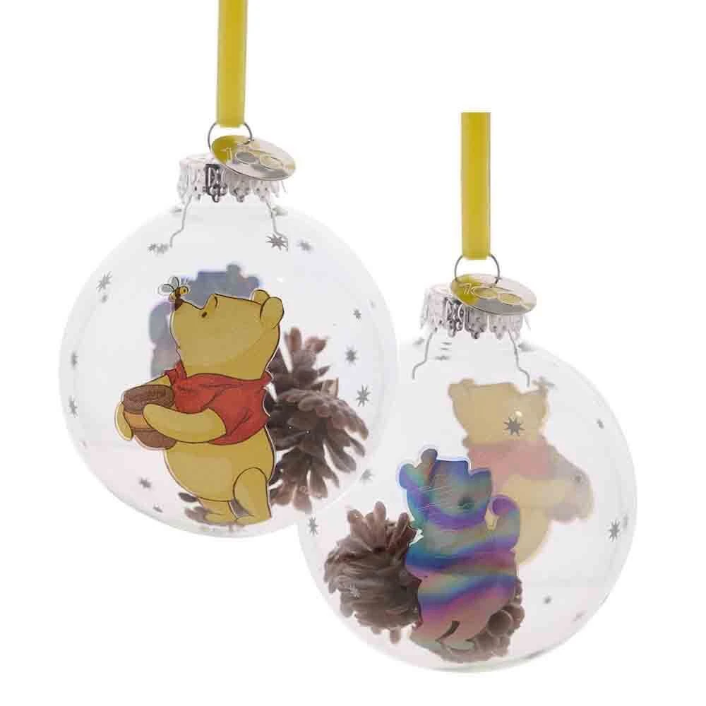 Disney D100 Christmas By Widdop And Co Glass Bauble - Winnie The Pooh