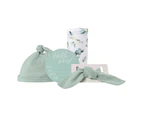 Baby Announcement Set Eucalyptus Beanie/Headband Cloth Wrap w/ Milestone card
