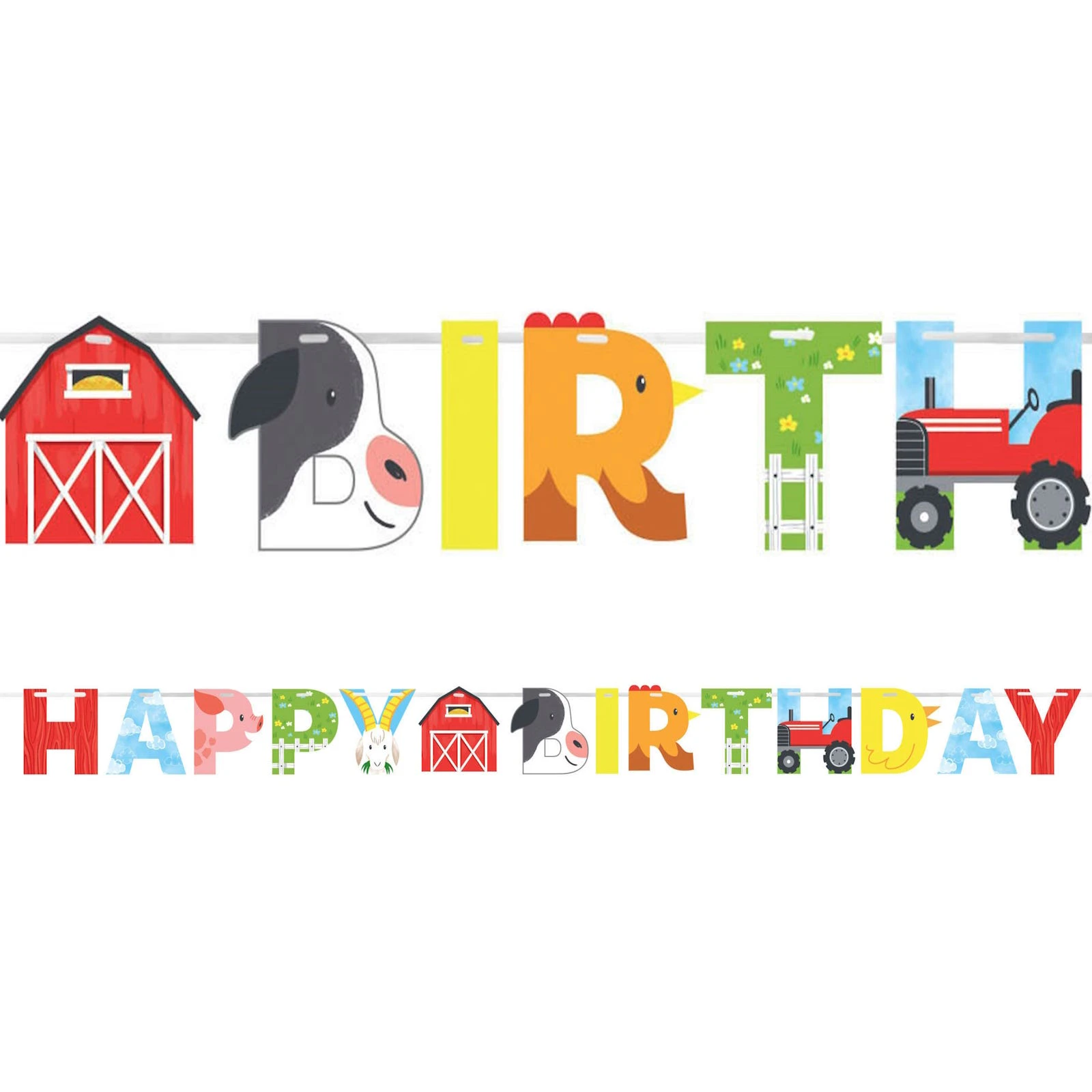 Farm Animals Happy Birthday Letter Banner