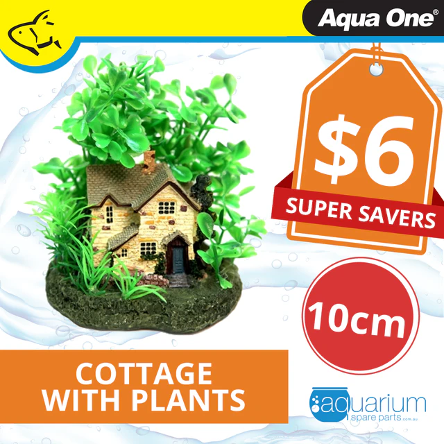 Aqua One Cottage w/ Plants Ornament 10x10x12cm (37114)