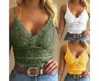 Women Lace graceful Camisole V Neck Tank Top Underwear Vest Candy Color Bralette-Pink