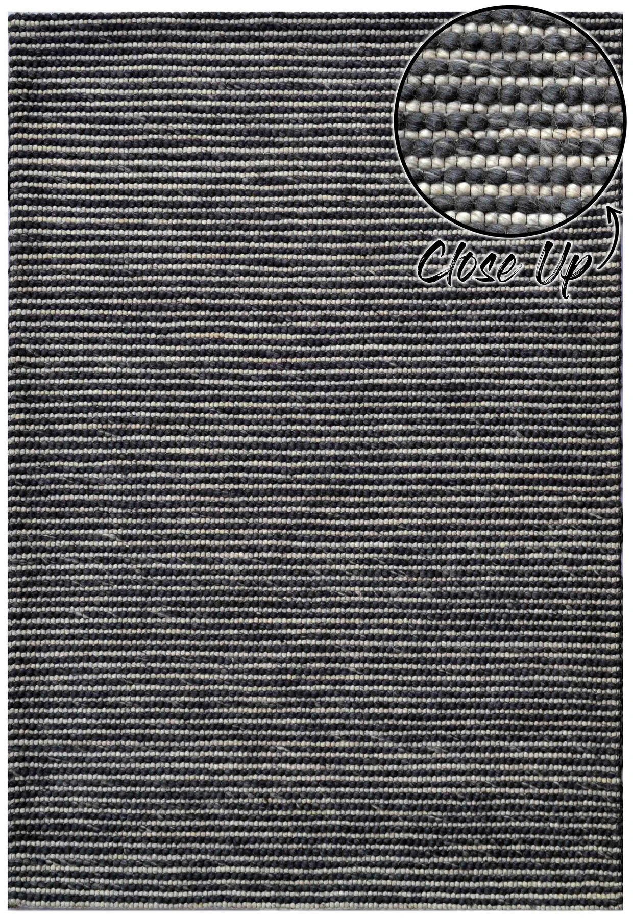 Designer Handwoven Beads Wool Rug - 6218 - Charcoal