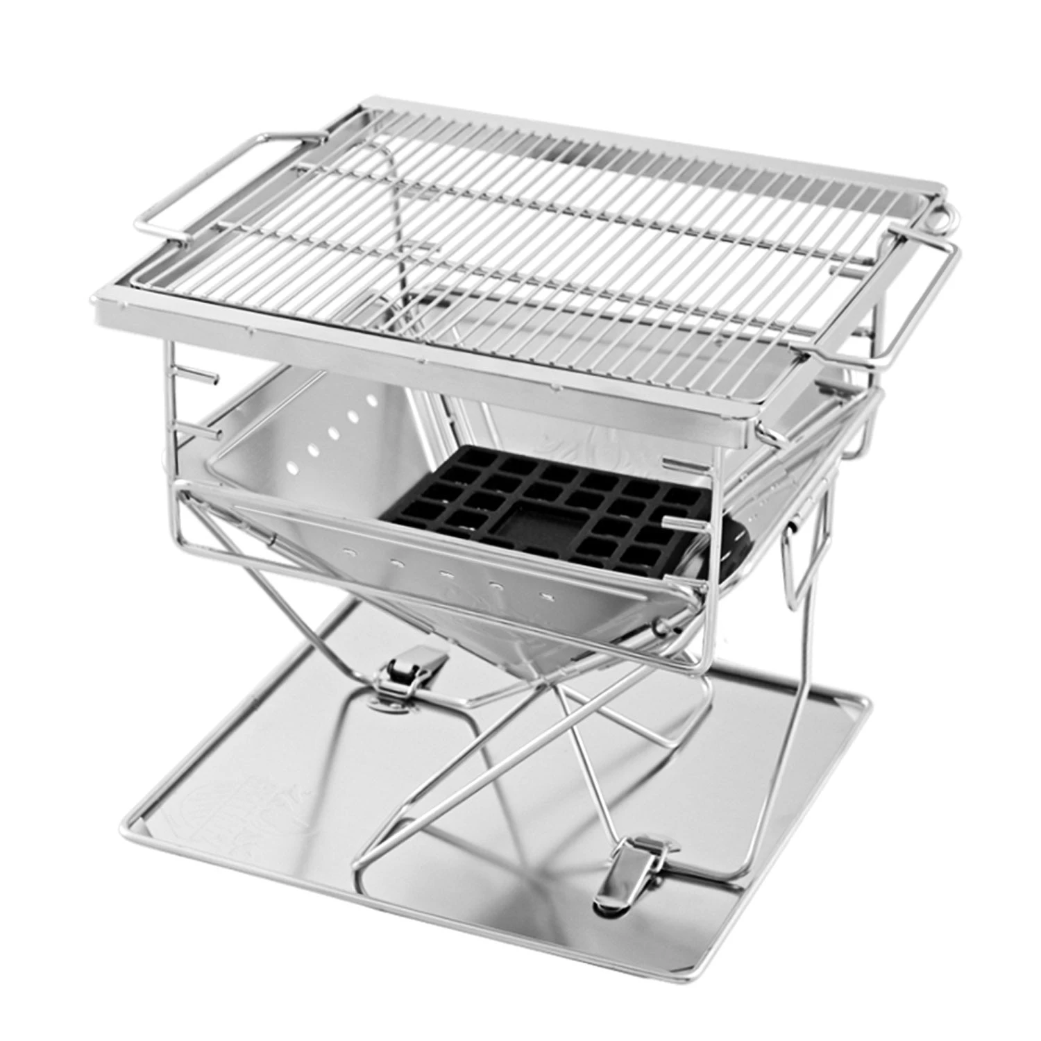 2 in 1 Stainless Steel Adjustable Barbecue Fire Pit - 3 Levels