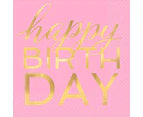 Gold Foil Happy Birthday Large Napkins / Serviettes (Pack of 16)