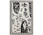 Black White Kids Camping Adventure Area Rug