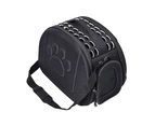 Dog Cat Carrier Cage Fashionable Breathable Foldable Pet Carrier Crossbody Bag-Black L