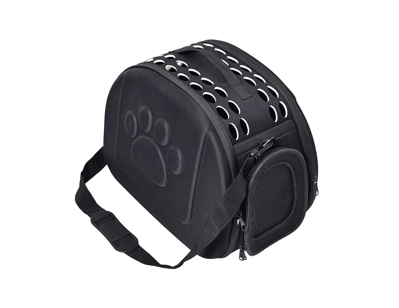 Dog Cat Carrier Cage Fashionable Breathable Foldable Pet Carrier Crossbody Bag-Black L