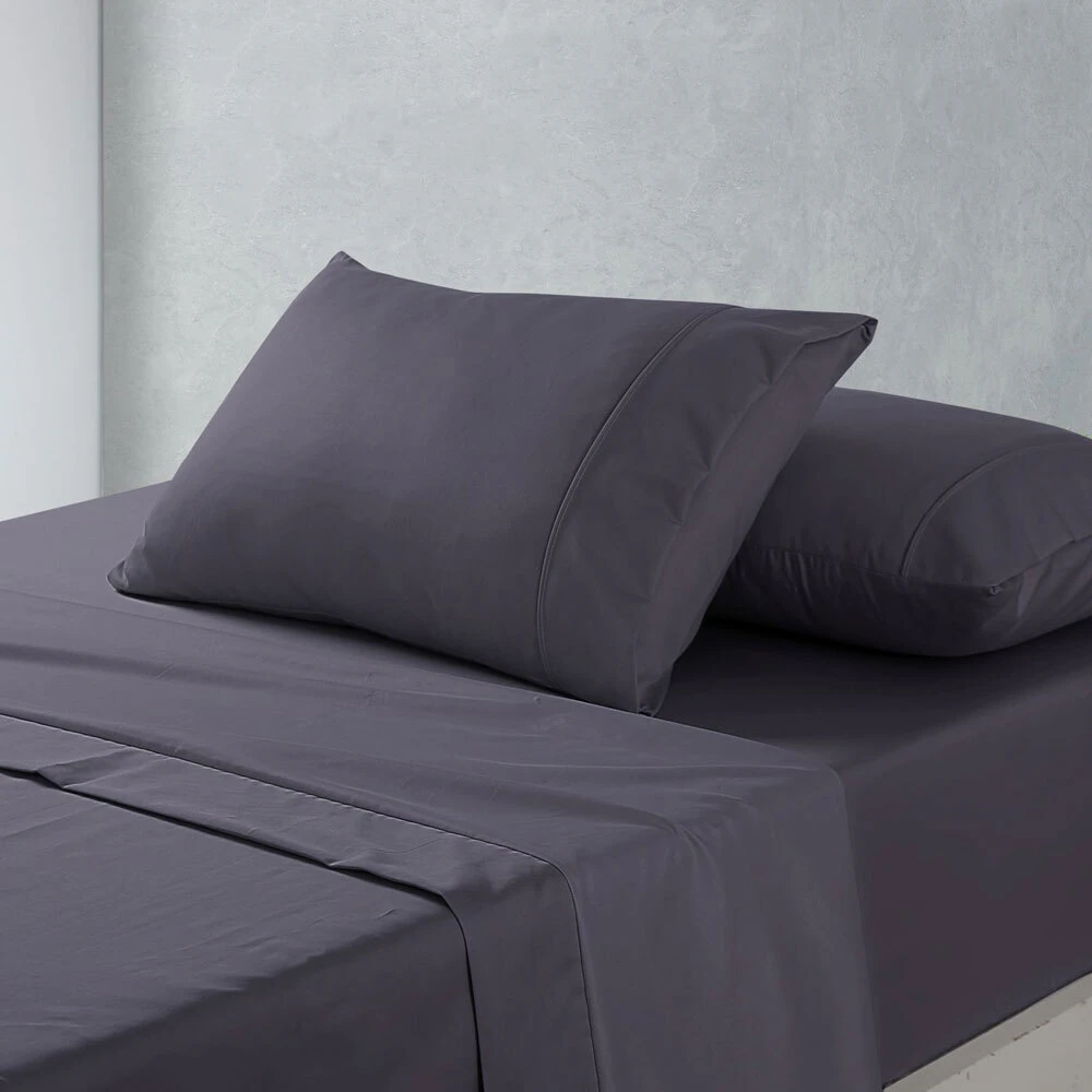 Jason 1500TC Cotton Rich Anti Wrinkle Fitted Sheet Set Charcoal - Black