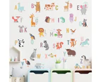 4Pcs/Set Wall Stickers Tear Resistant Wall Decor Educational Animal Alphabet Wall Decals for Kids Room