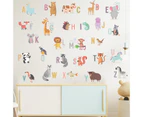 4Pcs/Set Wall Stickers Tear Resistant Wall Decor Educational Animal Alphabet Wall Decals for Kids Room