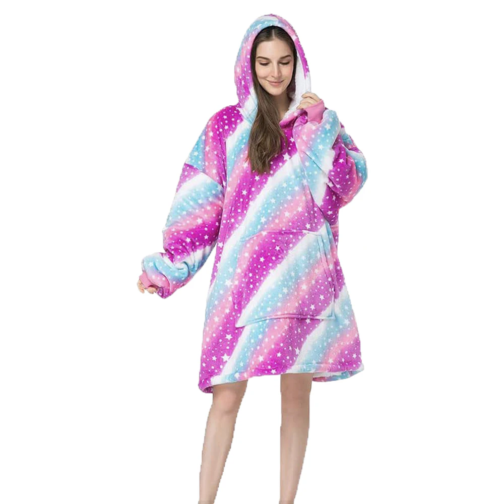 Hotto Premium Womens Hooded Blanket Cuddle Hoodie Ultra Soft One Size Galaxy - Galaxy