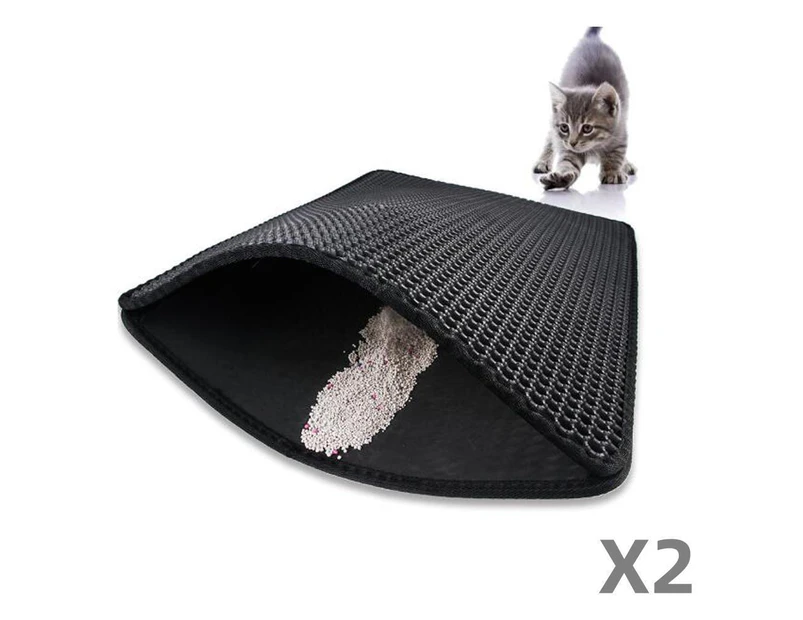 YES4PETS 2 X Double Layer Cat Litter Tray Trap Mat Catch Cat Litter House Box Pad Toilet Mat