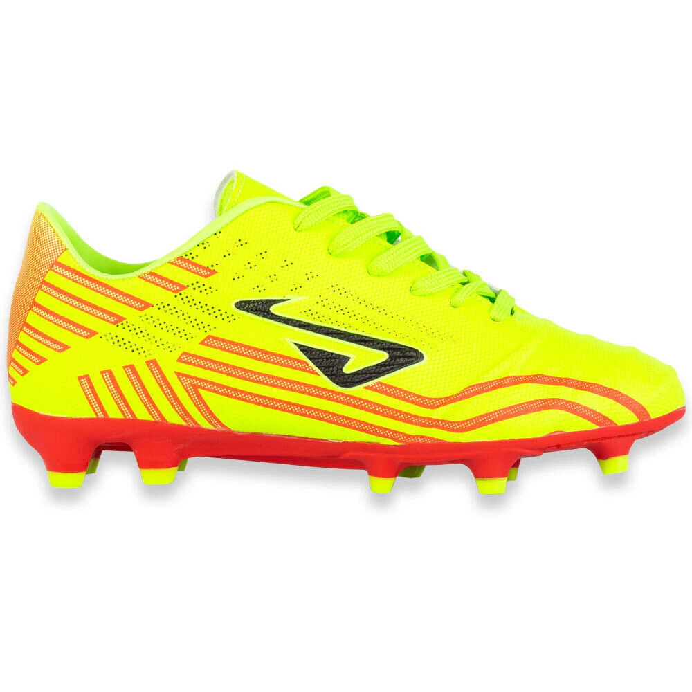 NOMIS Prodigy FG Football Boots - Fluro Yellow/Red/Black - Youth - Kids