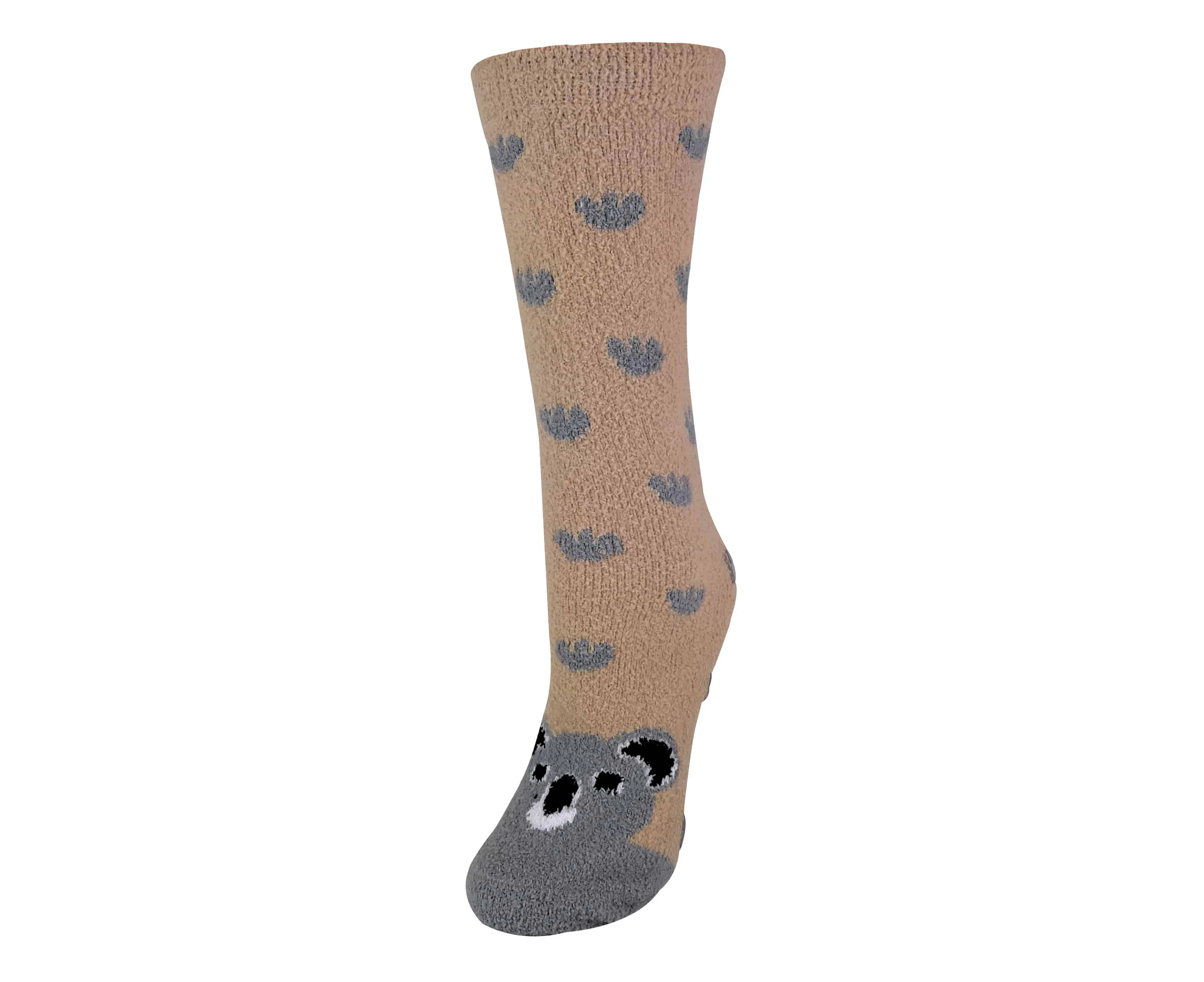 Ladies / Womens Fluffy Non Slip Slipper Socks with Animal Designs - Koala