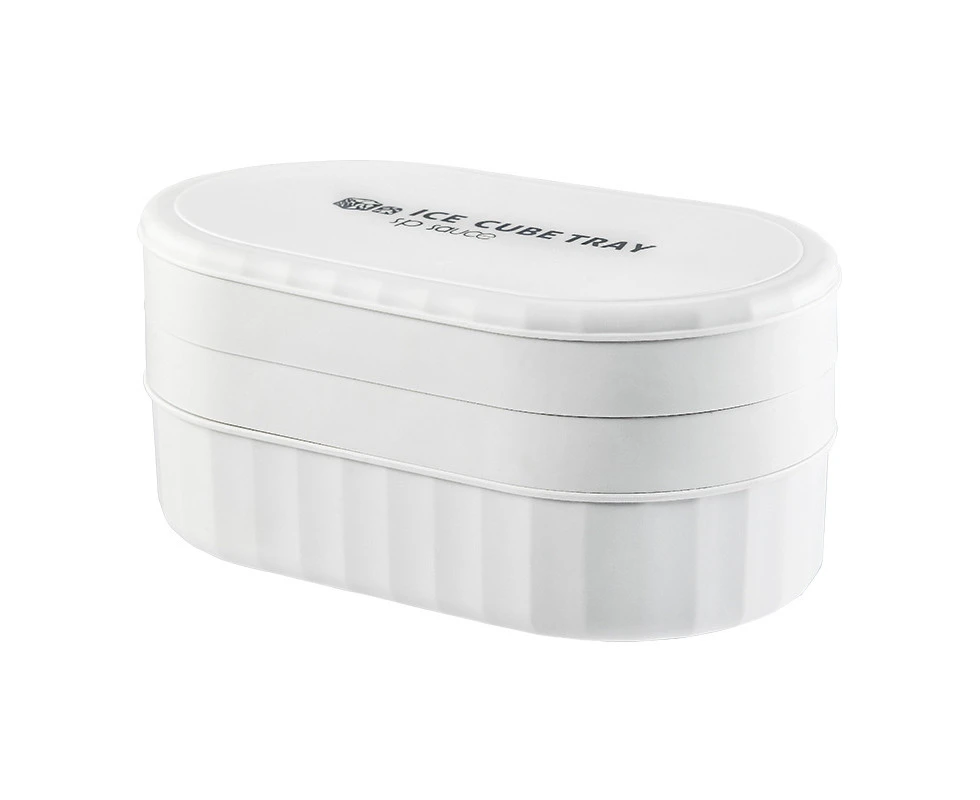 Kitchen Freezer Ice Cube Storage Box Tray with Lid - White