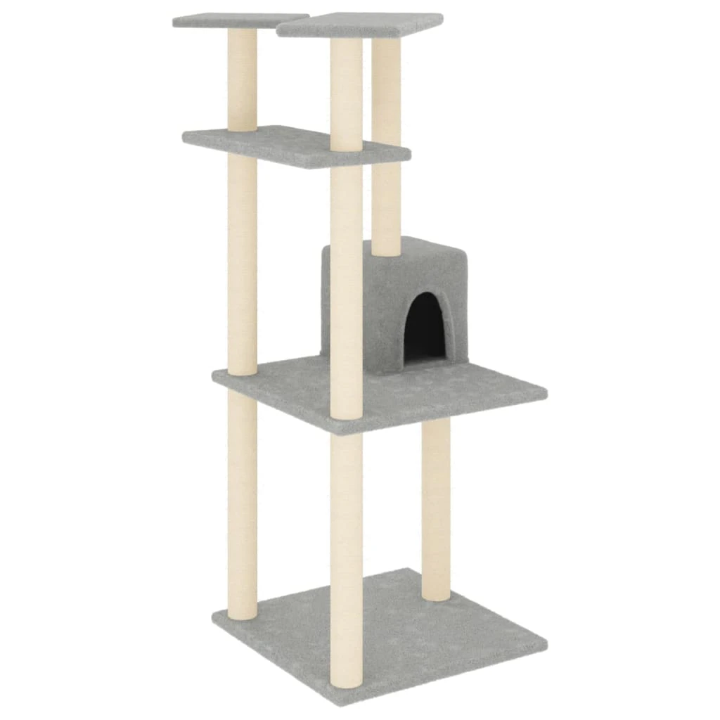 vidaXL Cat Tree with Sisal Scratching Posts Light Grey 123 cm