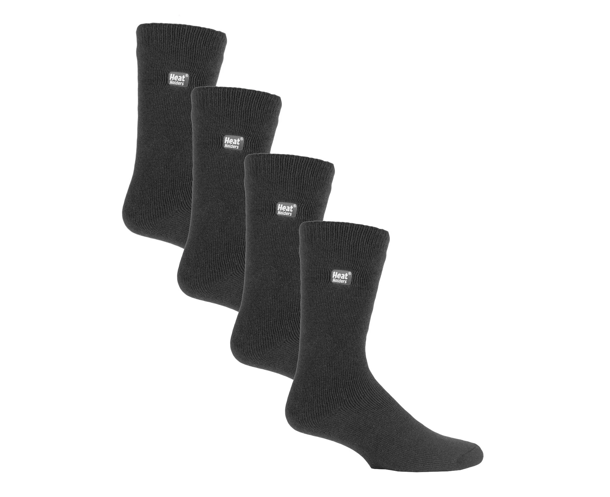 Heat Holders Ultra Lite - 4 Pair Multipack Mens Thermal Socks | Ultra Thin Warm Socks for Dress Socks in Winter - Charcoal