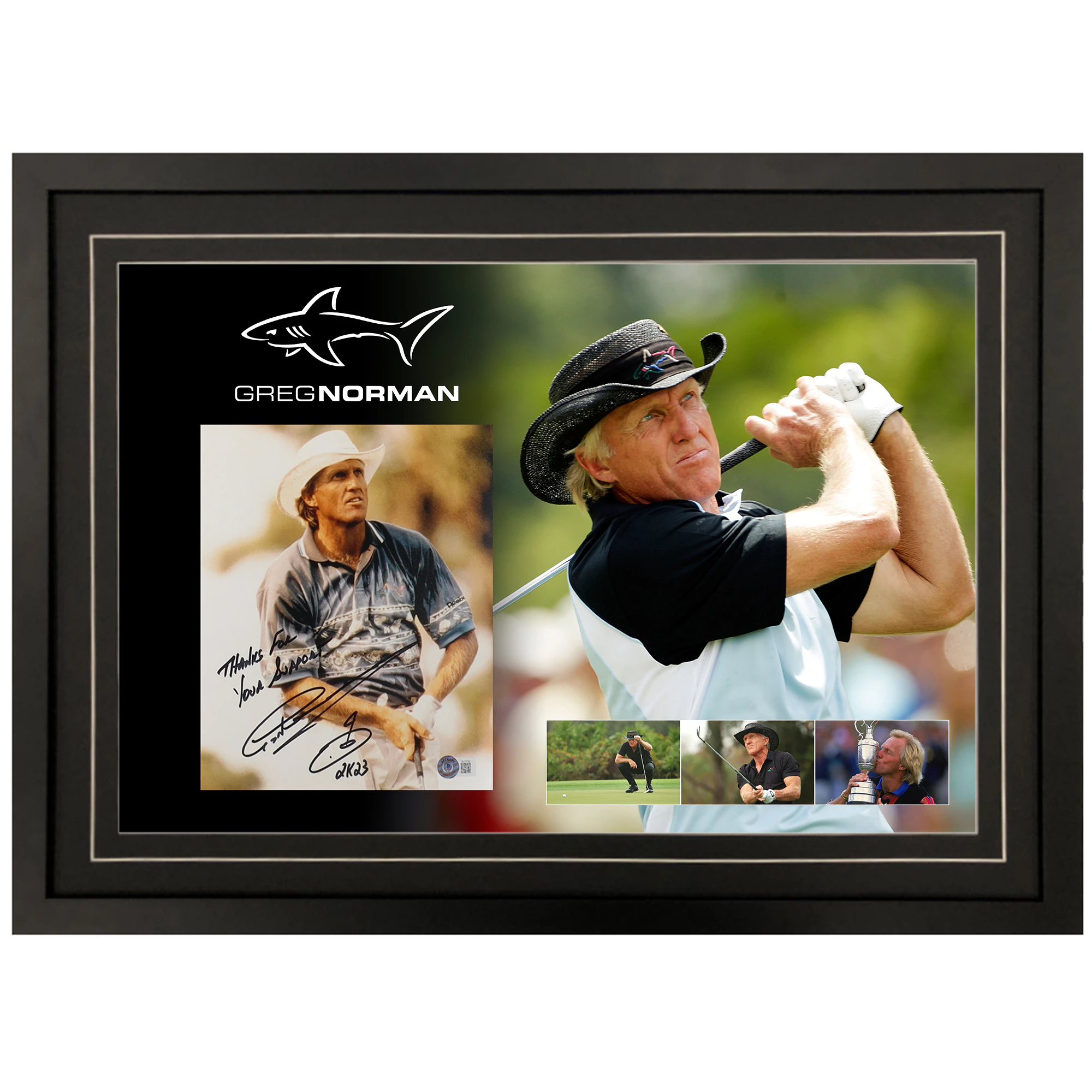 Golf - Greg Norman Signed & Framed 8x10 Photo Display (Beckett Hologram)