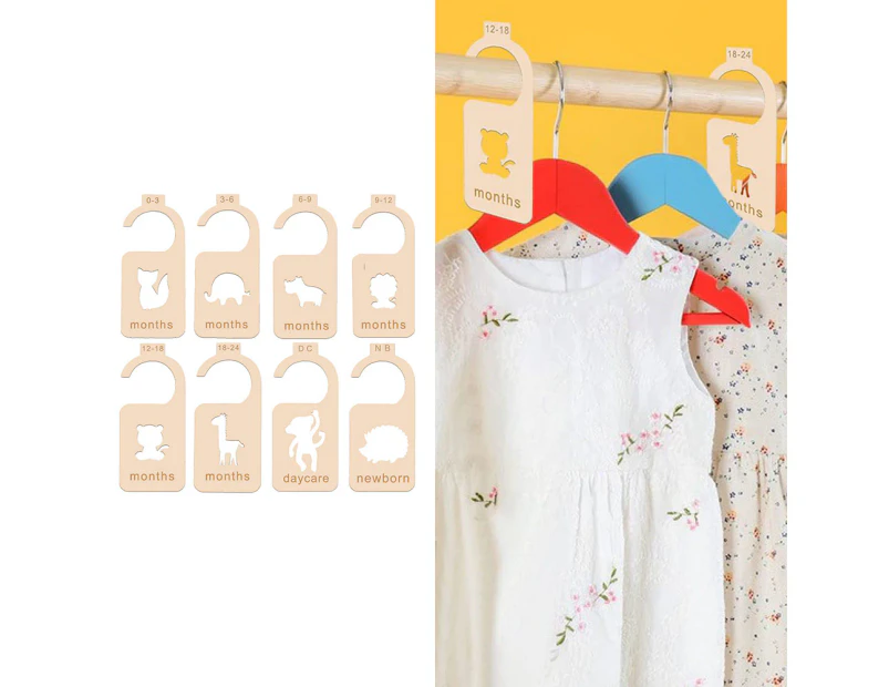 8Pcs Wooden Newborn Baby Clothes Dividers Closet Wardrobe Nursery