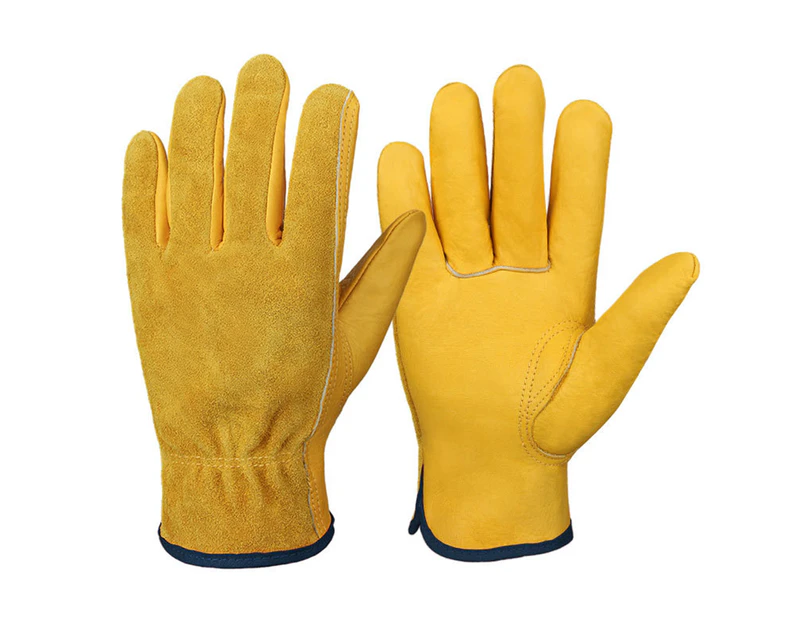 Durable Gardening Gloves Soft Wear Faux Leather Wear-resistant Stab-resistant Work Gloves for Outdoor-Yellow XL