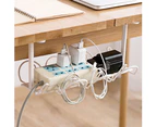 Home Table Bottom Power Socket Holder Hanging Rack Wire Basket Organizer-Gray