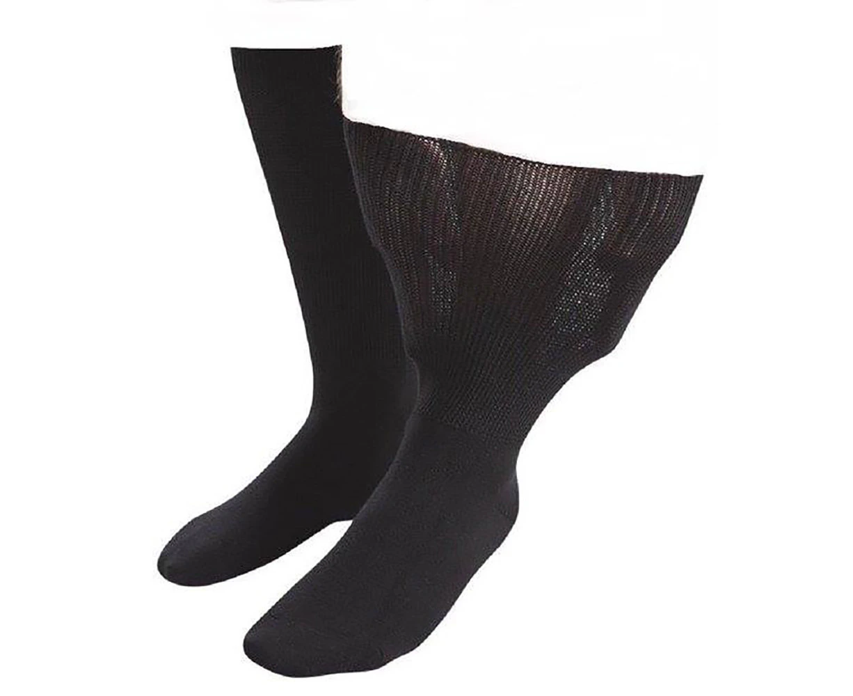 Mens & Womens Extra Wide Soft Cotton Oedema Socks for Swollen Feet - Black