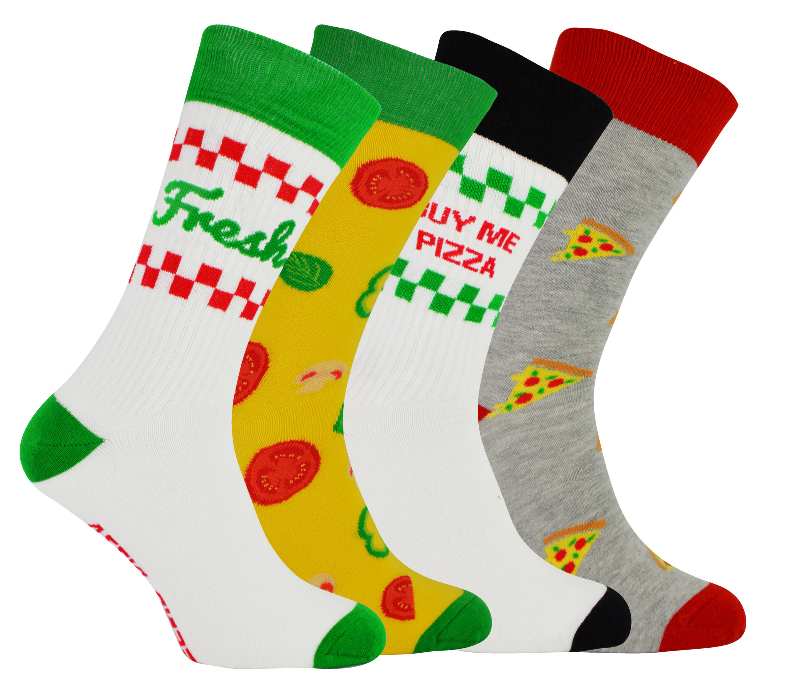 Pizza Socks in a Box | BOXT Socks | 4 Pair Multipack Slice Size | Mens Novelty Pizza Socks - Pizza