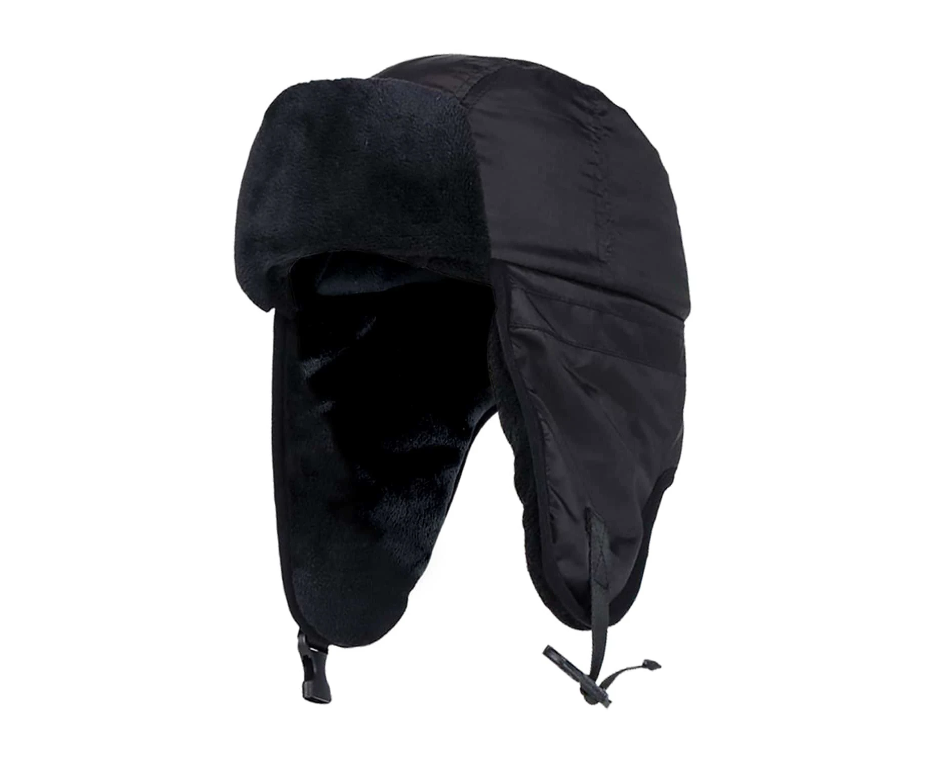 Mens Waterproof Fleece Lined Winter Thermal Trooper Trapper Hat - Black