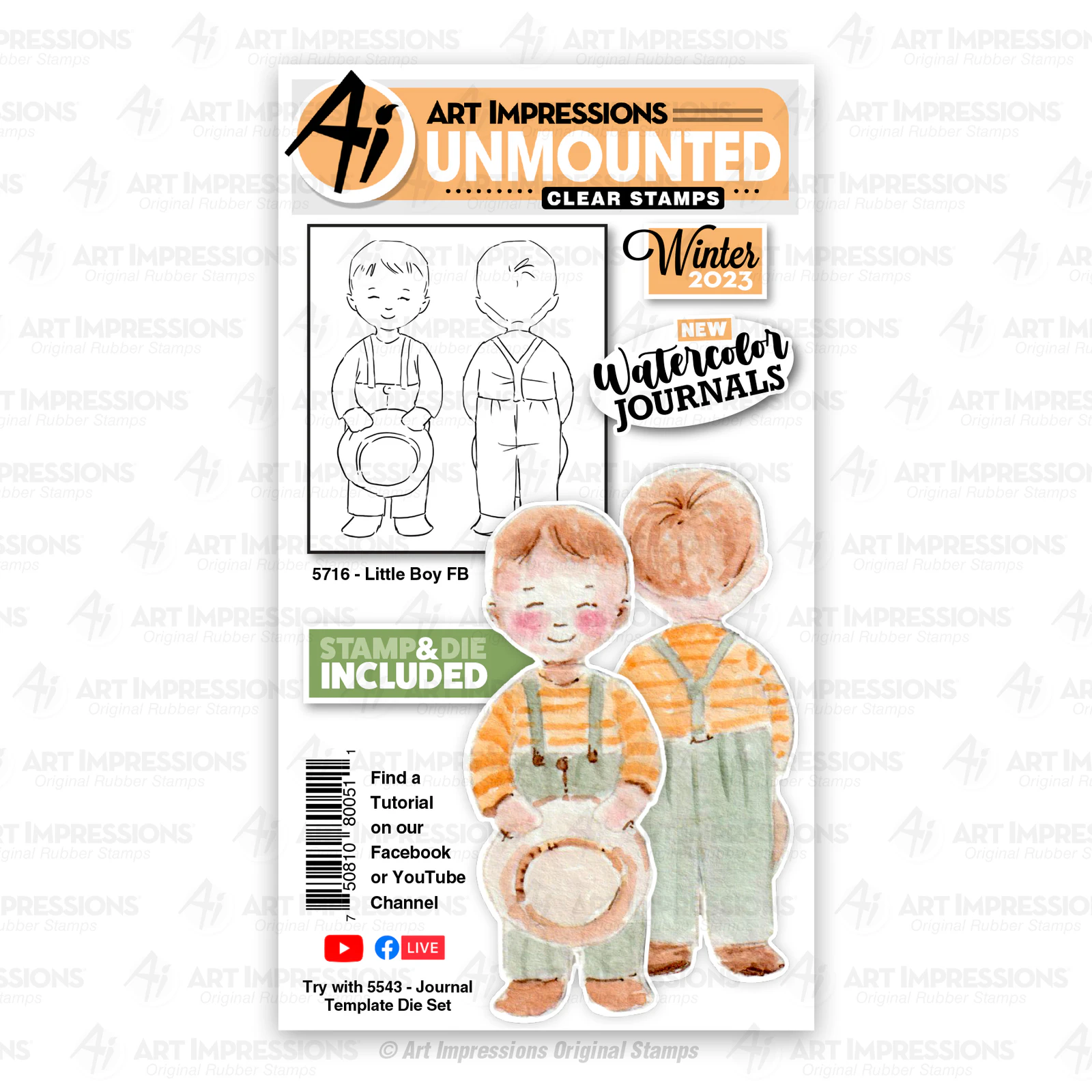 Art Impressions Little Boy Front & Back Stamp Set