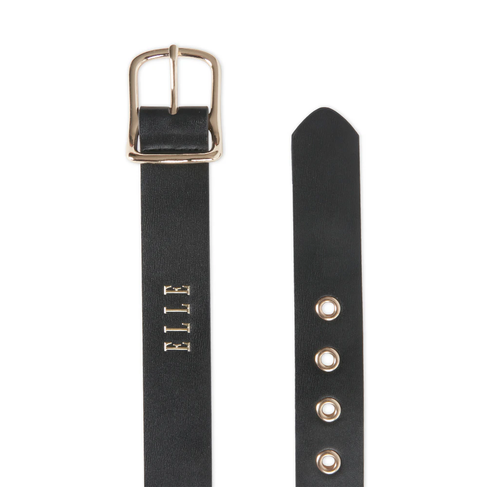 Elle Women's/Ladie's Agnes Curve Buckle Jean Chic Fashion Belt Black - Black