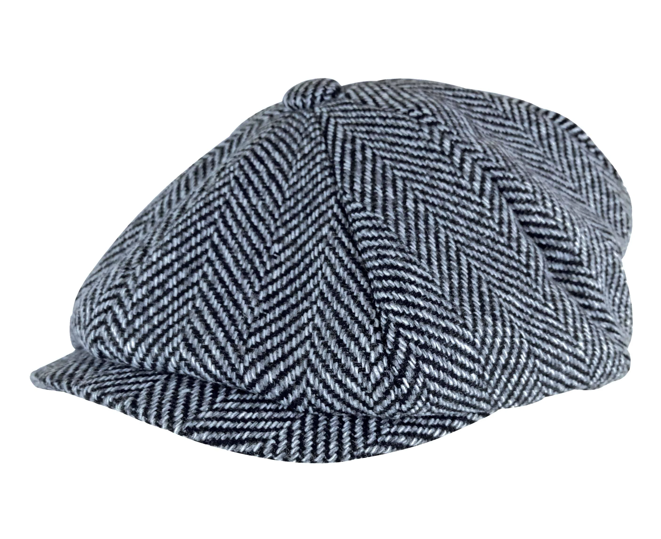 Mens Herringbone Pattern Fleece Lined Winter Wool Newsboy Hat Cap - GL606