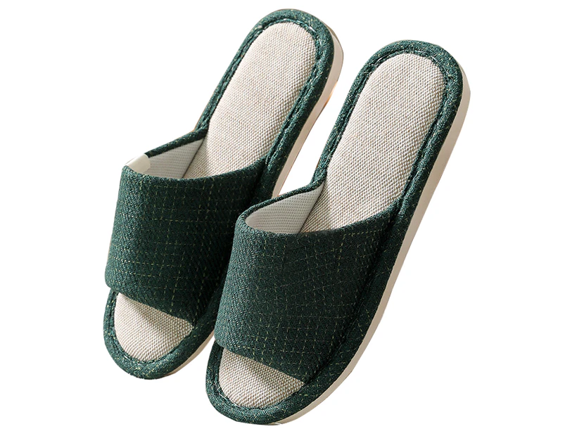 Open toe slipper with memory foam, soft indoor slipper for comfort - Dark green