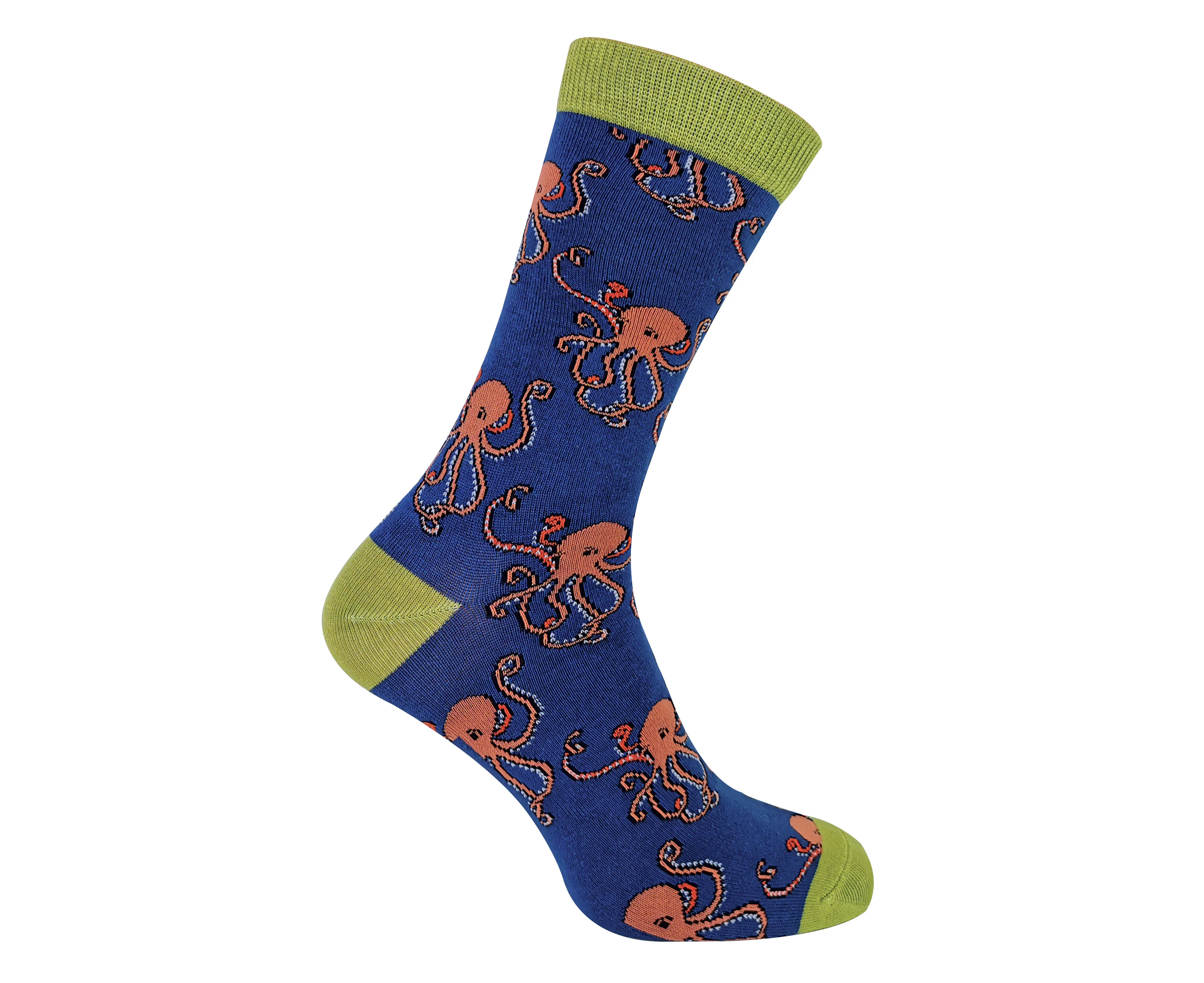 MR HERON - Mens Animal Patterned Design Soft Bamboo Novelty Socks - Octopus (Navy)