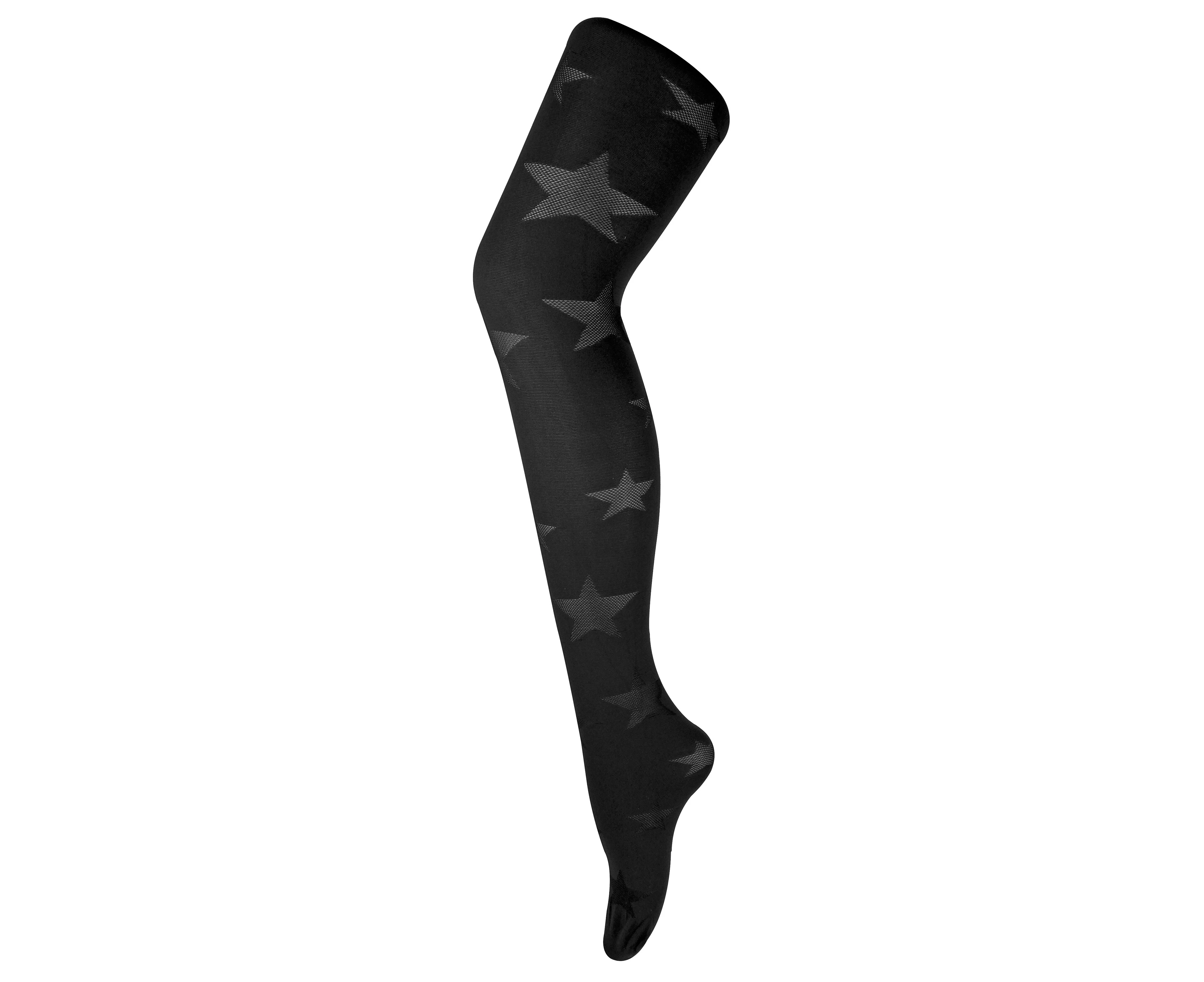 Sock Snob - Ladies Coloured 80 Denier Opaque Patterned Fashion Tights - Star Black