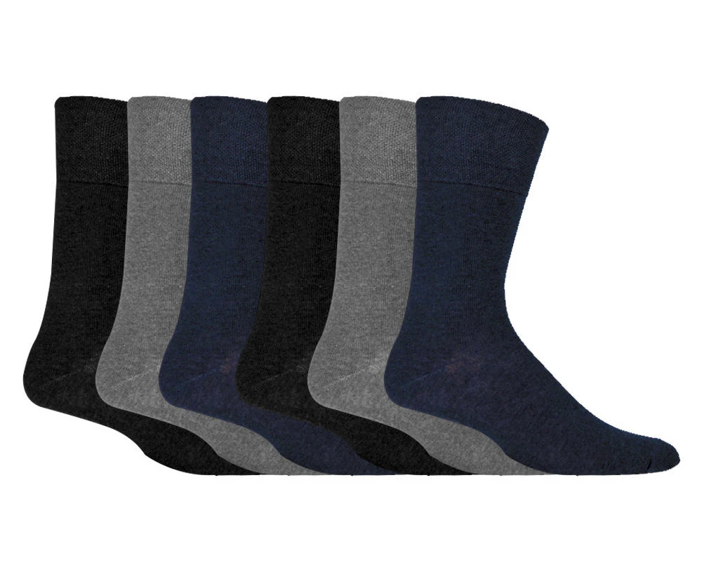 IOMI - Mens 6 pack non elastic diabetic socks with hand linked toe seams - Black / Navy / Grey - Black / Navy / Grey