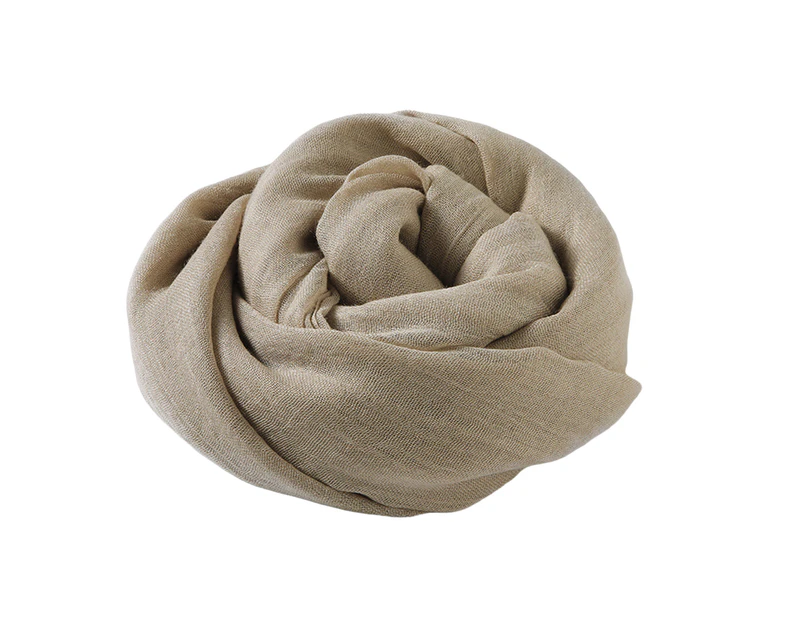 Women Scarf Solid Color Sun Protection Summer Japan Korean Style Windproof Shawl Beachwear-Khaki